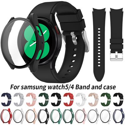 Coque classique + bracelet pour Samsung Galaxy Watch 4/5/6 40 mm 44 mm Bracelet en silicone Protection d'écran pour Samsung Watch 4 40 mm 44 mm Bracelet