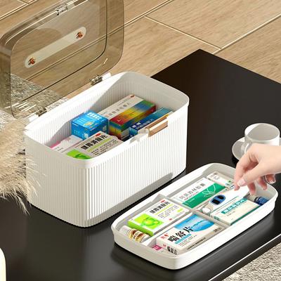 Portable First Aid Kit Storage Organizer Box Plastic Multi-Functional Family Emergency Box with Handle Medicine Chest Tools