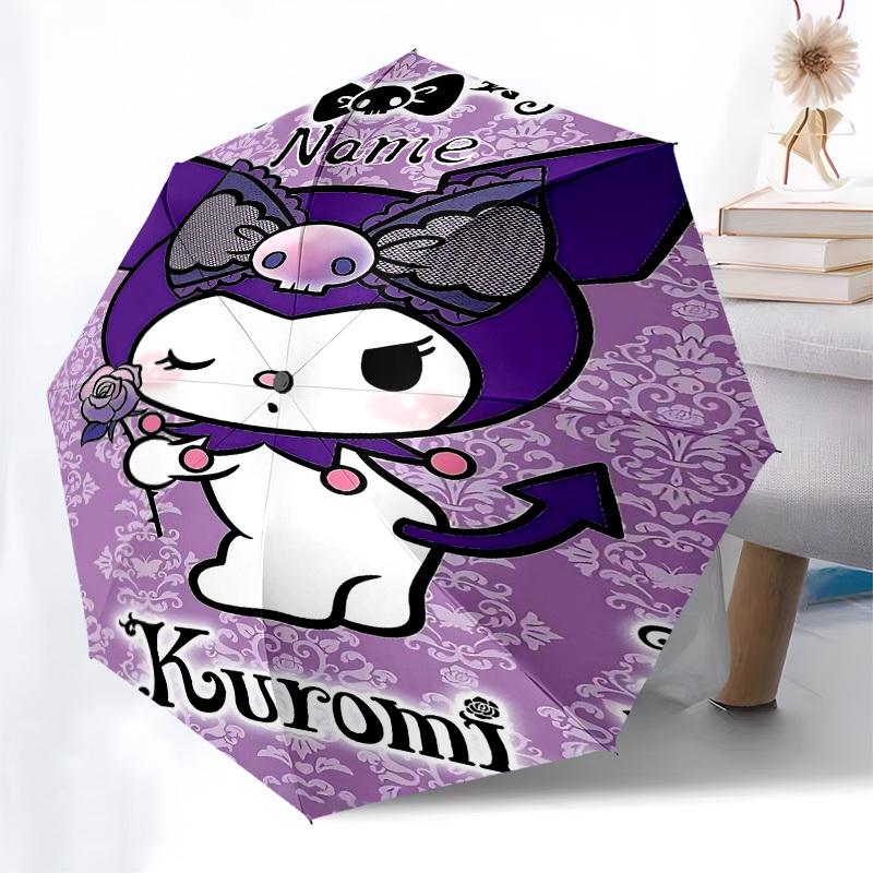 1pc Kuromi NAame custom umbrella Automatic Open/Close, 8-Rib Durable Frame Customizable Name/Text, Portable & Stylish for , 1042L