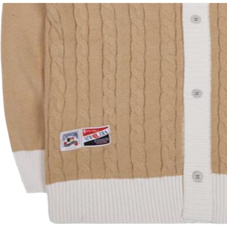 New Era MLB Series Color Block Trim Single-Breasted V-Neck Knitted Cardigan Sweater Unisex Sweater Khaki 13559742