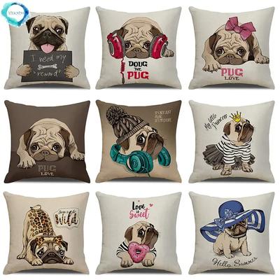 Süßes Hundemuster Brief Leinen Kissen Kissenbezug 45*45cm Wurfkissen Heimdekoration Sofa Sitzkissenbezüge Dekorativ