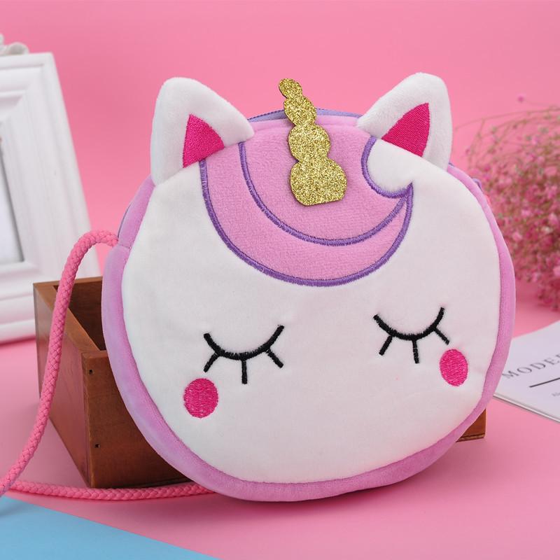Adorable Unicorn Plush Shoulder Bag For Kids Portable Snack Storage Gift