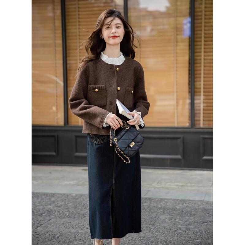 Women's Stylish Long-Sleeve Short Wool Coat