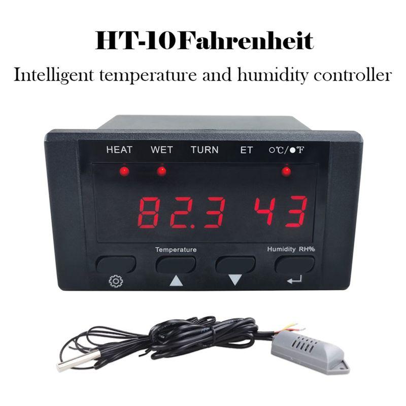 A20F-HT-10 Incubator Thermostat Temperature Humidity Control With Humidification And Heating Indicator 110-220V Black
