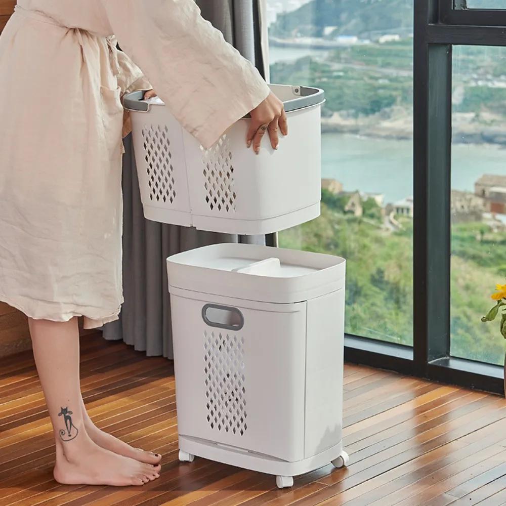 Dirty Clothes Storage Baskets Household High-Capacity Laundry Basket Hollow-Out Design Household Classification Laundry Basket