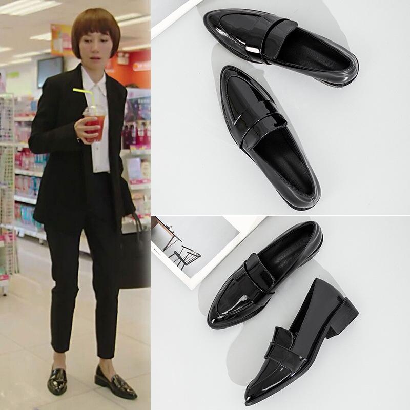 Tang Jing small leather shoes women's spring and autumn new black pointed Huizhou women's shoes
