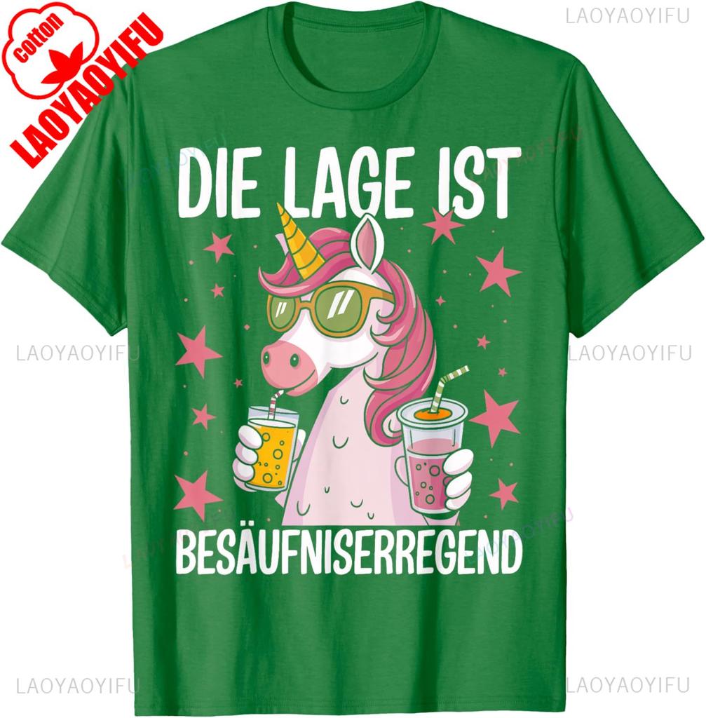 Funny German Text Graphic T Shirt Die Lage Ist Besäufniserregend Cotton Black Vintage Summer New Arrival Unisex Party Outfit