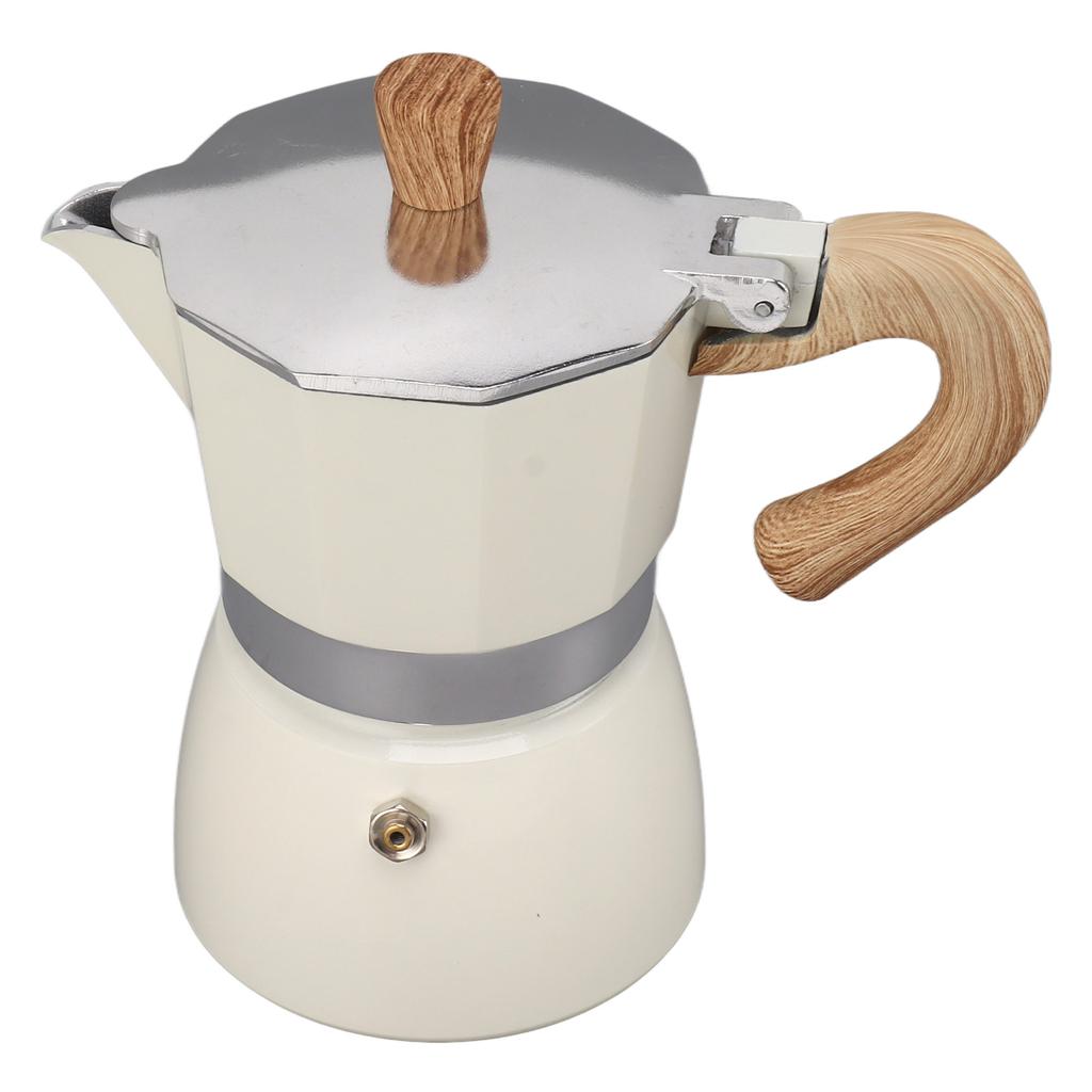 Moka Coffee Pot Octagonal Aluminum Classic Portable Hand Brewing Coffee Maker Moka Pot for Camping Home Use White 6 Cups