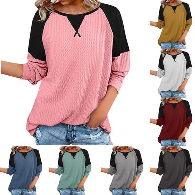 New Autumn And Winter Women's Clothing Stitching Long Sleeve Round Neck Pullover Top Women's Style