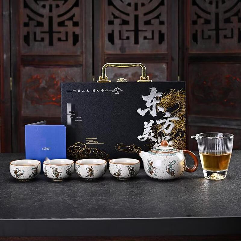 Minguan Chinese Ru Ware Porcelain Tea Set Gift Box
