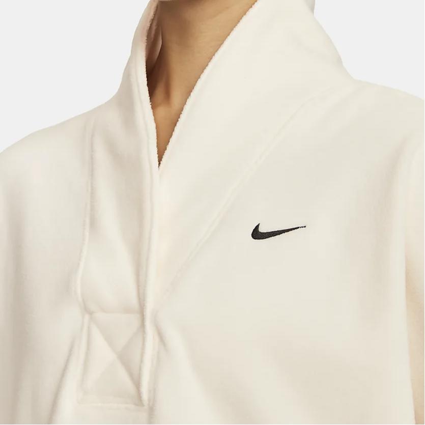Nike Therma-FIT One Loose V-Neck Fleece Sweatshirt Women Tops Light-Ivory FB5643-110