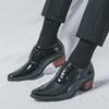Men's British Style Height-Boosting Leather Dress Shoes - Pointed, Shiny, and Trendy for Weddings and Casual Wear.