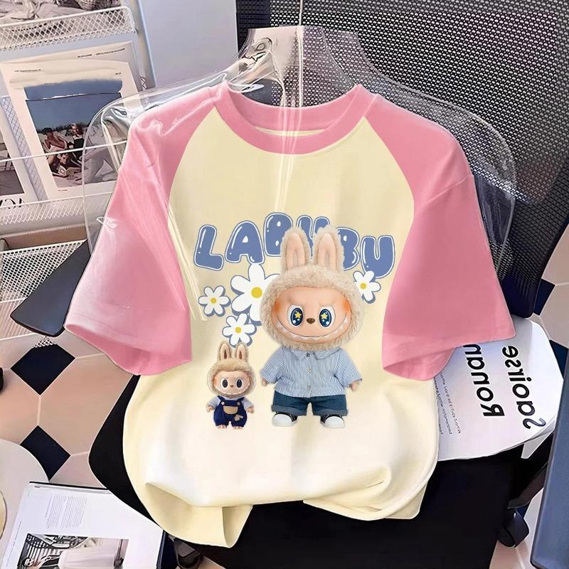 

Мультяшная графика Labubu Детская Взрослая Принтованная Футболка Летняя Мужская и Женская Мода Уличная Девушка Футболки с Коротким Рукавом Топ Одежда 120