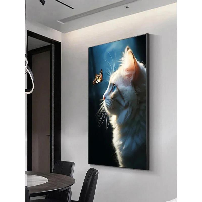 Charming Minimalist Wall Art Cute Kitty  Butterfly HD Canvas Poster for Living Room Bedroom Decor  Ideal Gift for Home Decor Ent