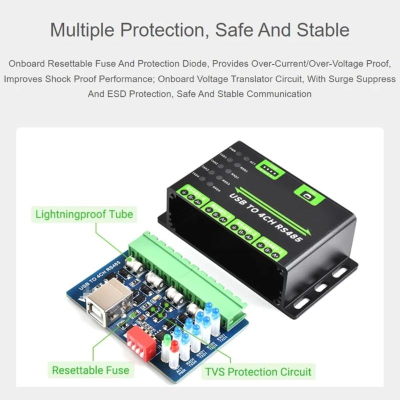 HighSpeed USB To 4 Way RS485 Converter Support Multi Systems for Industrial Control Data Collections,Instrumentations