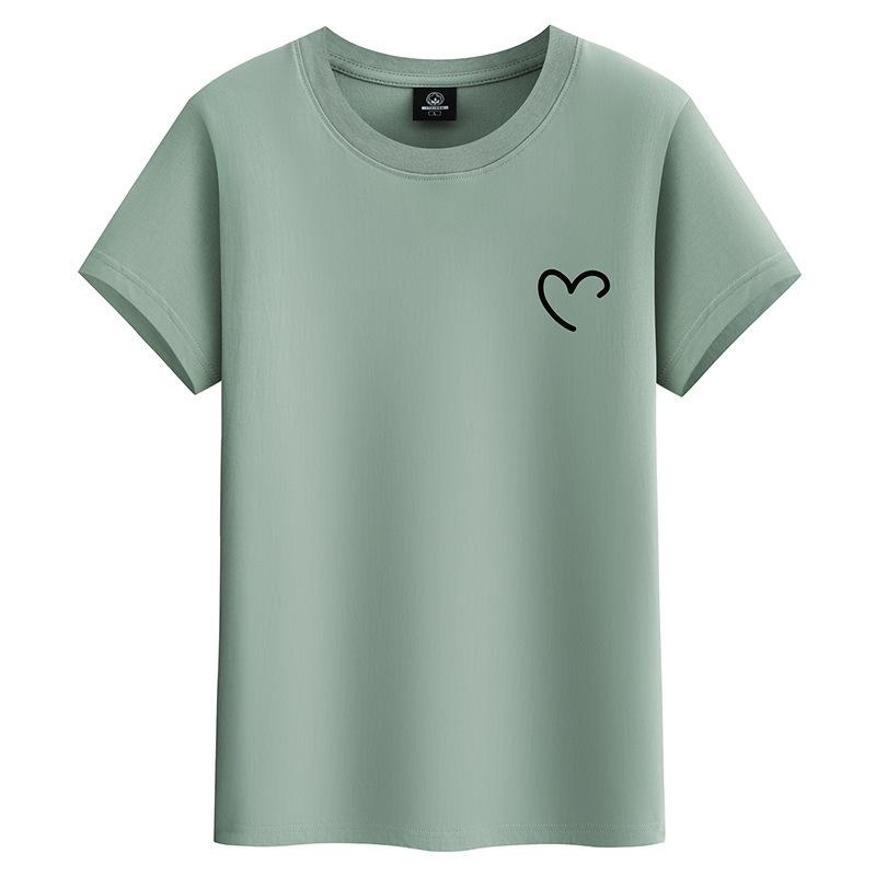 Heart Shape M-6XL Pure Cotton Mens Short-sleeved T-shirt Round Neck Boy Casual Tee Shirt