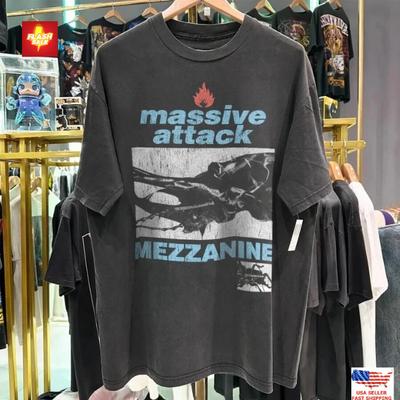 Trending MASSIVE ATTACK MEZZANINE EURO TOUR Short Sleeve Black Color Shirt Unisex T-Shirt
