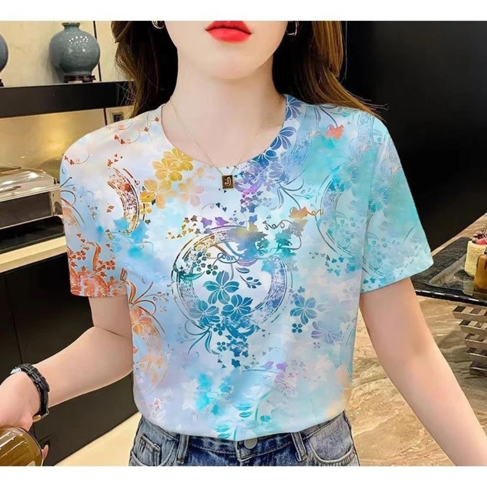 Sublimation 3D printed flower design T-shirt - suitable for women, including plus size