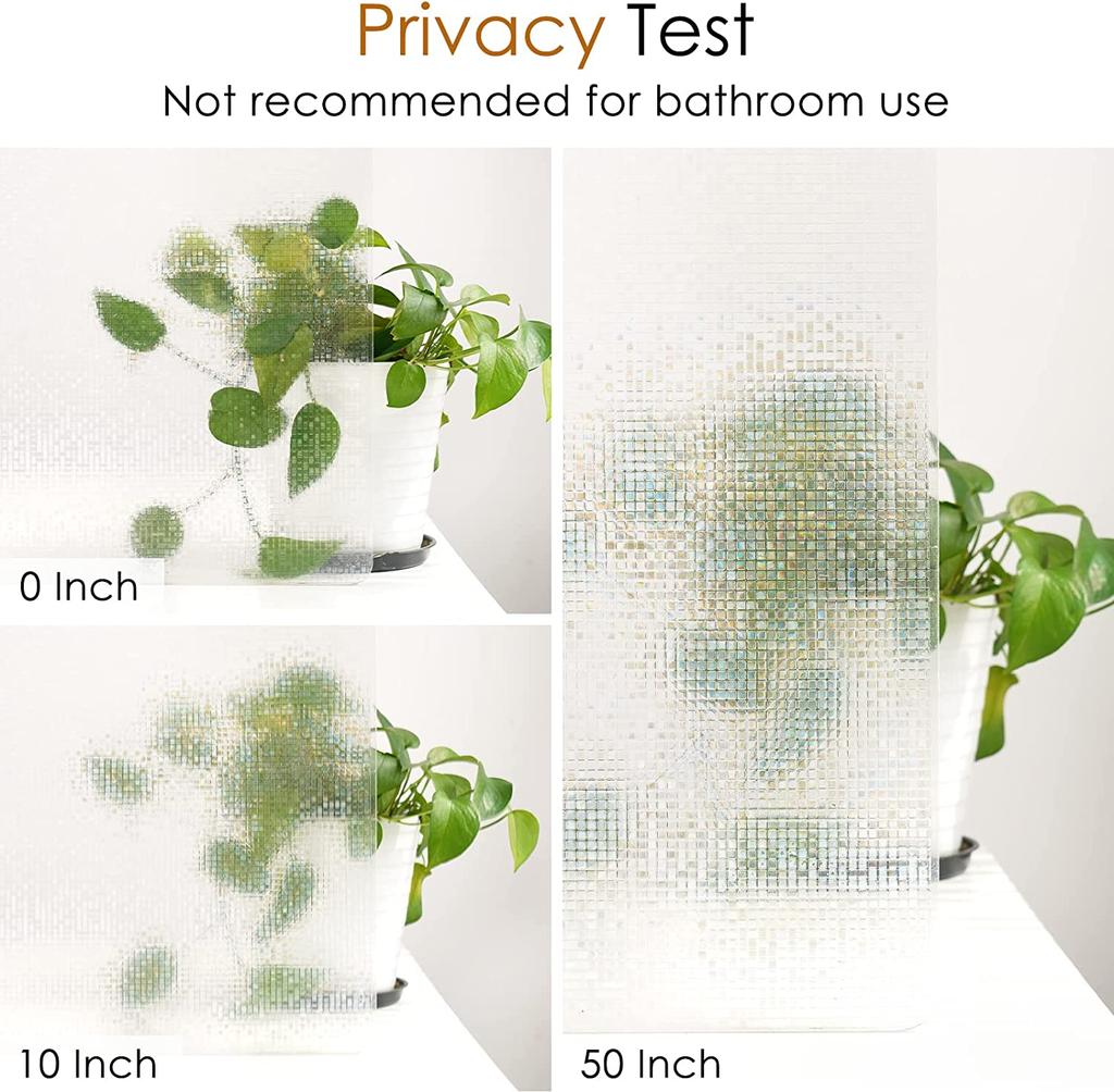 45x300cm Window Privacy Film Stained Glass Window Film Mosaic Static Cling Decorative Window Vinyl, Removable Rainbow Window Tint