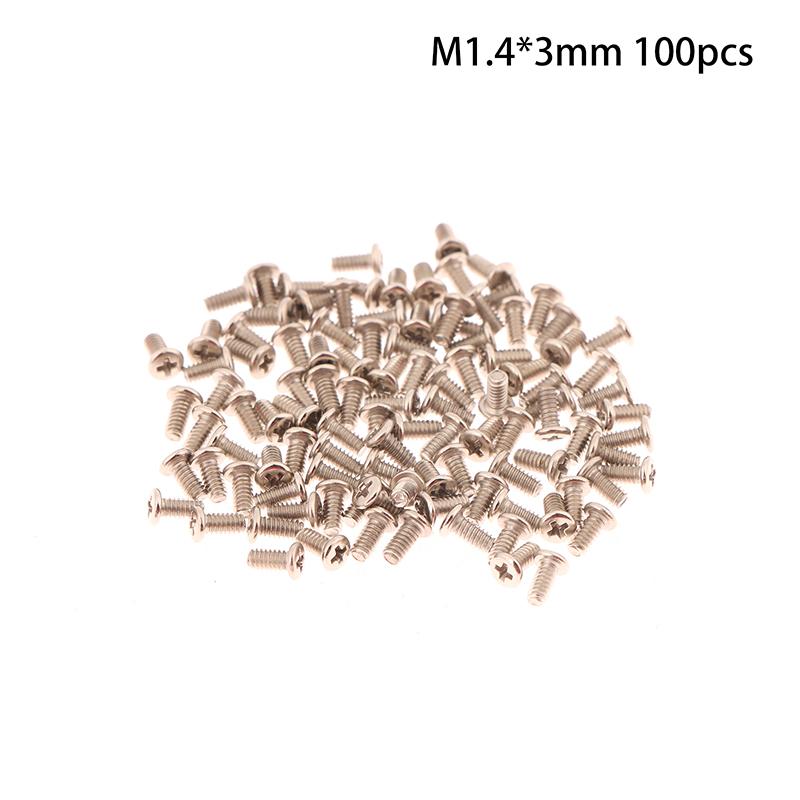 

100Pcs/Pack M1.4 2.5Mm 3.0Mm 3.5Mm Screws Flat/Round Head Cross Screws For Electronic Products Glasses Mobile Phone Screws M1.4*3 серебряный