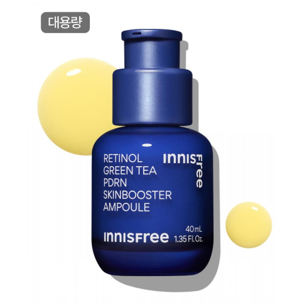 Innisfree  Large  Retinol Green Tea Pdrn Skin Booster Ampoule 40ml + 10ml X 2