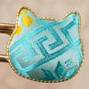 5Pcs Hair Clip Set, Zhuang Brocade Cat Head Hairpin, Ethnic Woven Oriental Hair Accessory, 5 Patterns