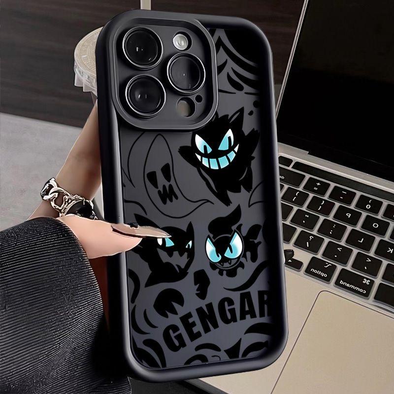Coque de téléphone Pokemon Gengar pour iPhone 15 14 13 12 Mini 11 Pro Max XS X XR 8 7 6S 6 Plus SE 2020 Housse Antichoc en Silicone Liquide