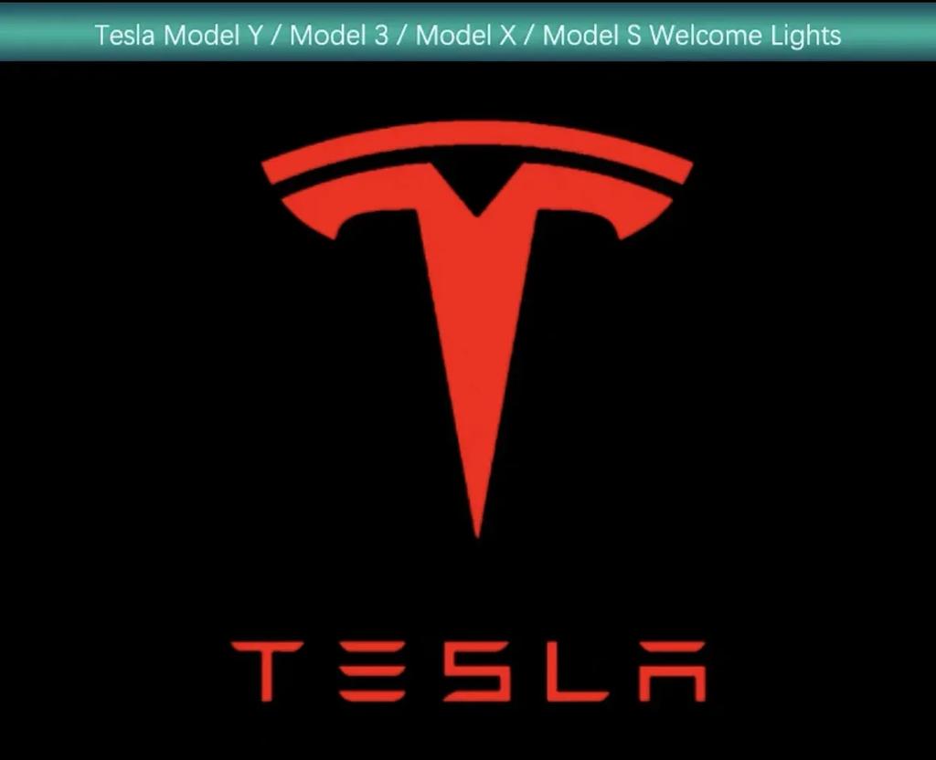 Car Sticker Tesla 2Pcs Car Door Projector LED Logo Welcome Lights Shadow Decoration Lamp for Tesla Model 3 Y Model X S Accessori