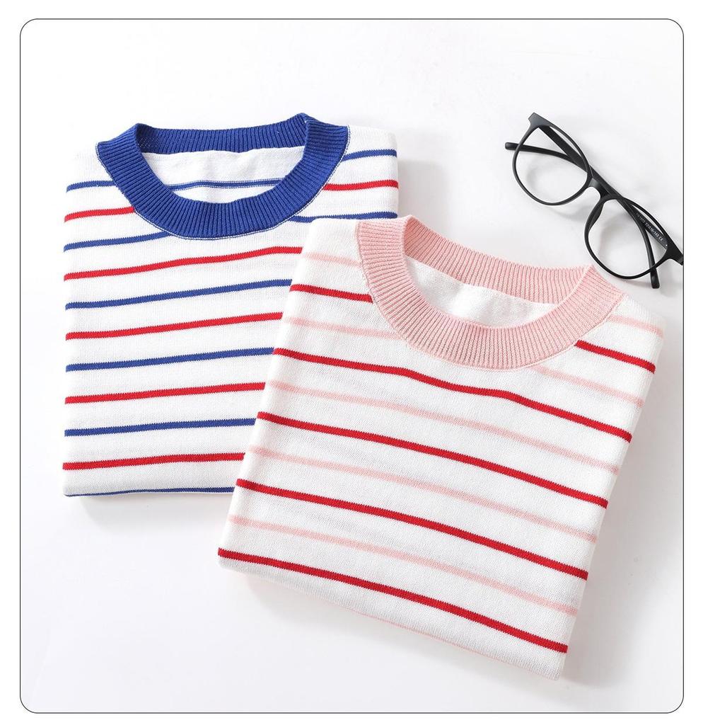 Stylisches gestreiftes Baumwoll-Kurzarm-T-Shirt für Kinder