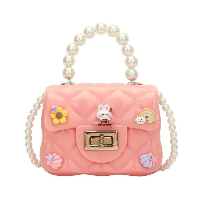 Golden Button Girls Rabbit Pattern Crossbody Bag Rainbow Pattern Daily Bags