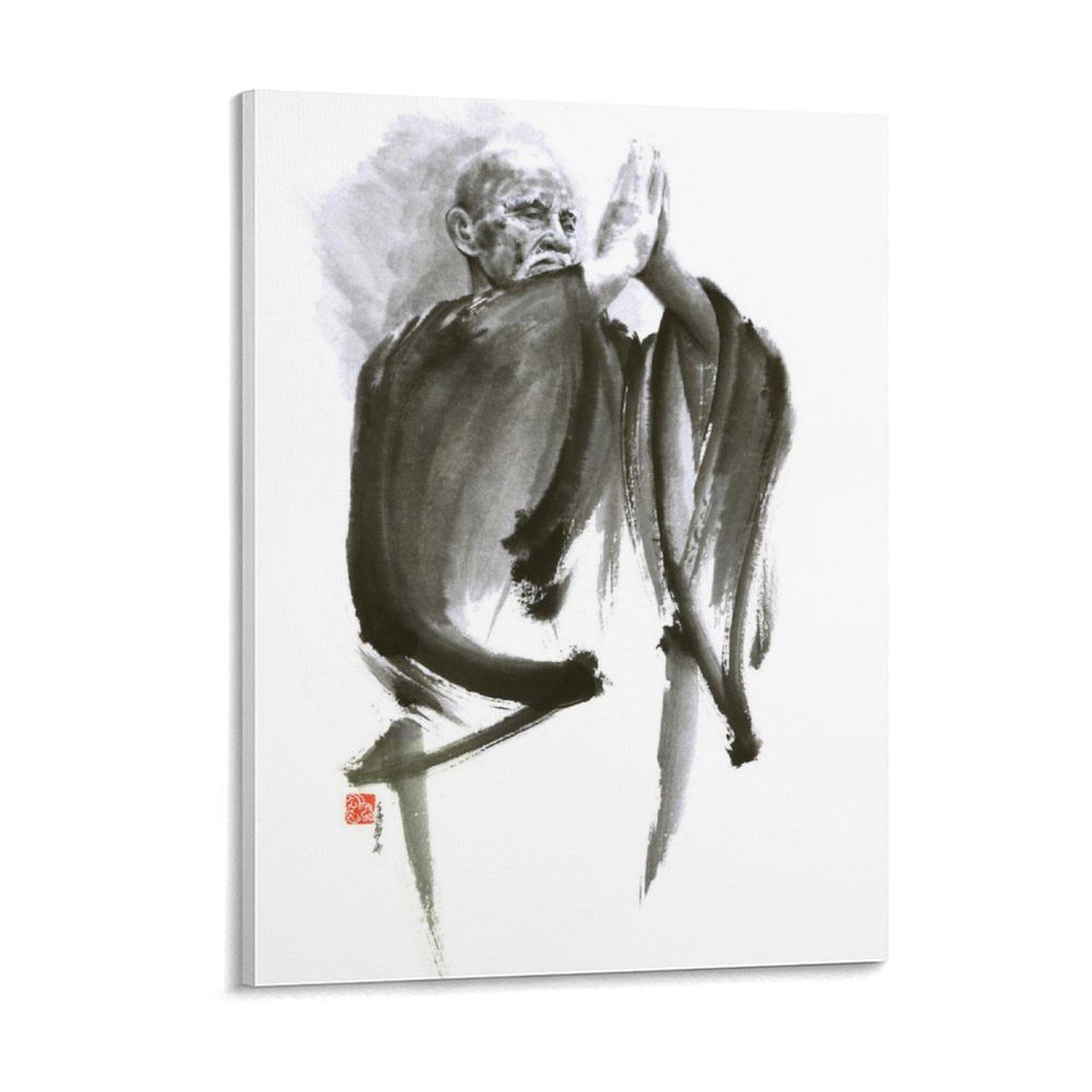 

Morihei Ueshiba Sensei Aikido Japan Japanese Master Canvas Paintings pub Party personalized Framed Wall Paintings 40x30cm