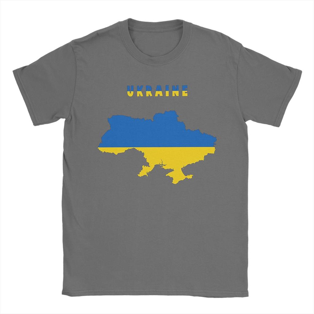 Ukrainian Flag Inside Map Of Ukraine Pure Cotton T Shirt For Men Beach Funny TShirts ONeck Tees Oversize Dropshipping Clothes