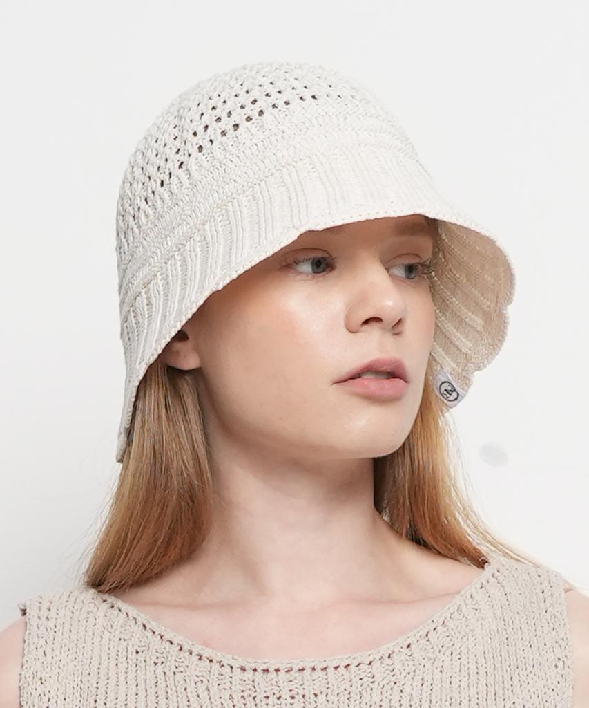 THE-ABON Women'S Summer Punching Lace Bucket Hat Beige