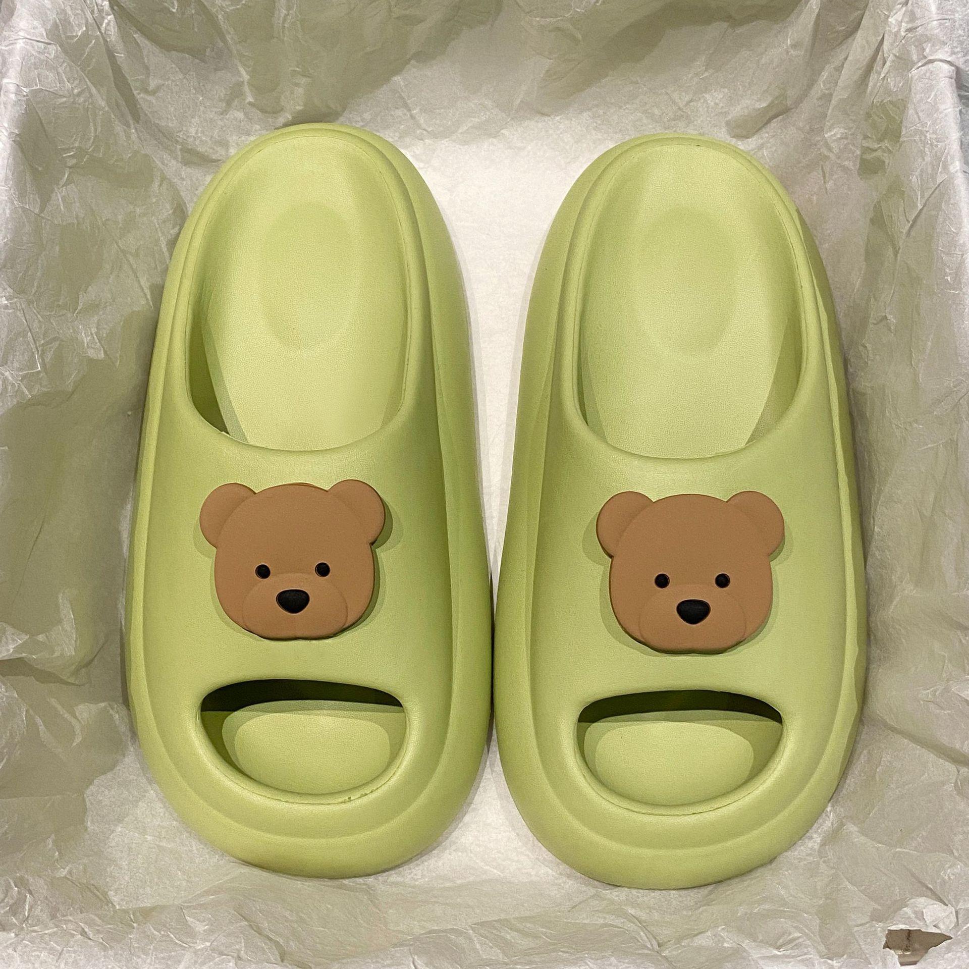 

Тапочки EVA Cartoon Bear 2025 Весна и лето Нескользящие пляжные шлепанцы Женские удобные мягкие домашние тапочки Cloud 38-39 зелёный