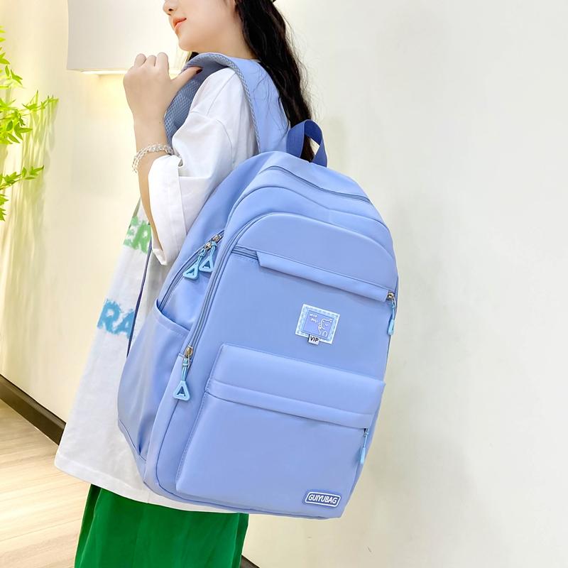 Fire-delt ryggsekksett Dame Campusryggsekk Ensfarget Student Skolesekk