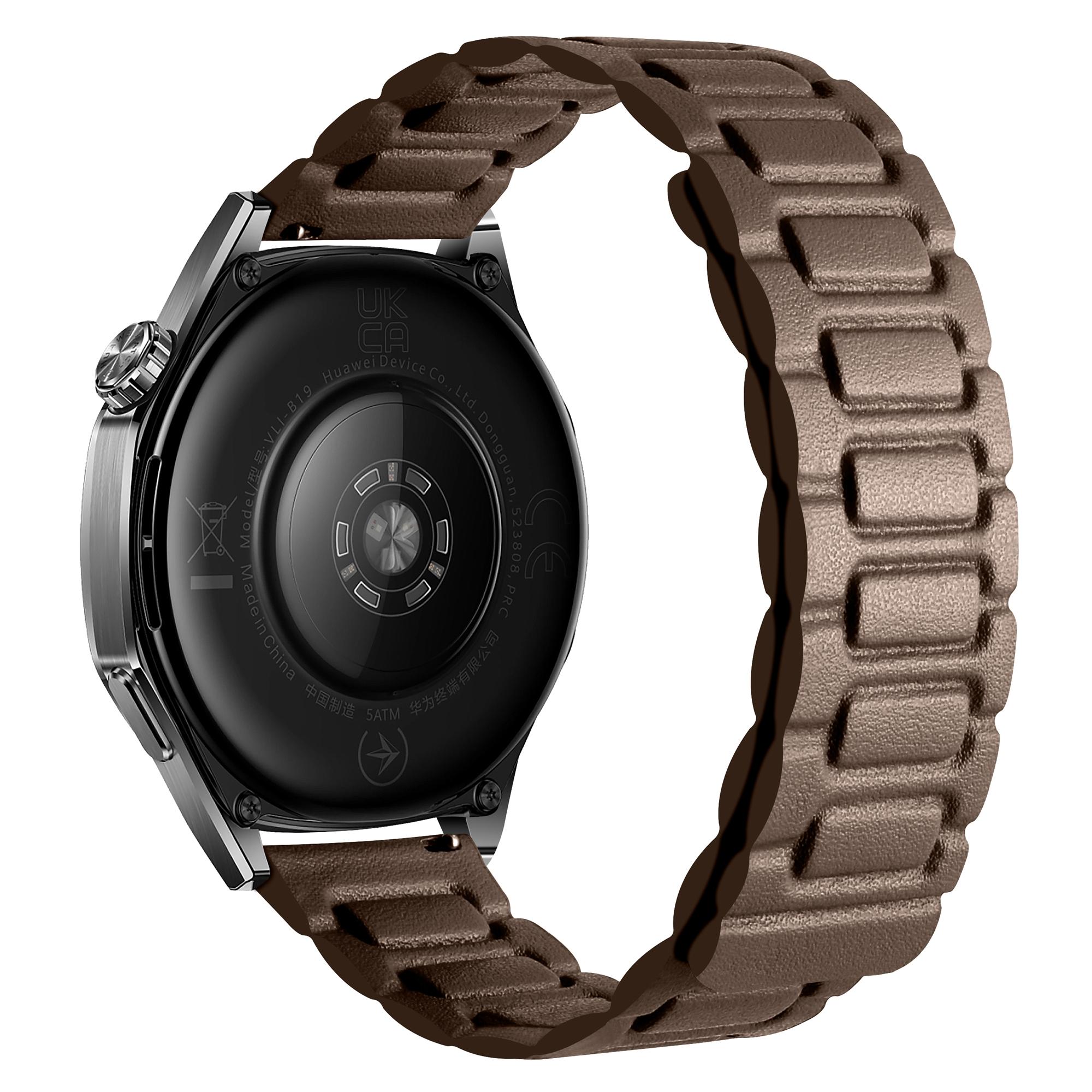 

18мм Ремінець для годинника для Huawei Watch GT 5 41мм/GT 4 41мм/Garmin Venu 3S/2S/Forerunner 265S/255S Магнітний шкіряний ремінець з 3 ланками Dark Brown