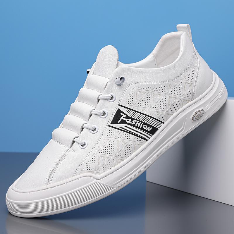 

Men s shoes, little white shoes, lace-up-free board shoes, summer youth tide shoes, light and breathable sports and leisure shoes 2025 38 белый