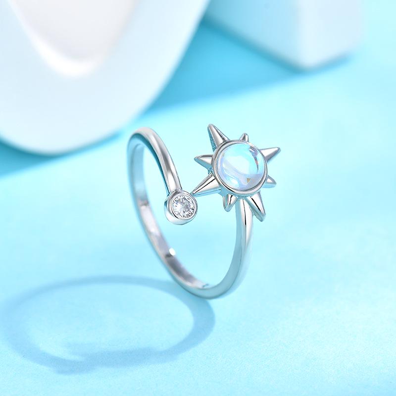 

Octagonal Star Moonstone Ring - Niche Design Trend, Eight-Pointed Star Index Finger Ring, Perfect Christmas Gift for Girlfriend