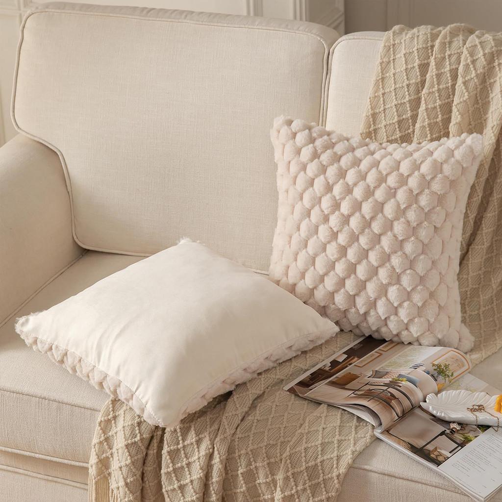 Pineapple Plush Lines Pillowcase Bedroom Imitation Rabbit Velvet Sofa Cushion