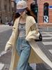 Übergroße Grobstrick-Strickjacke mit breitem Kragen - Lässiger Longcoat im Lazy-Stil