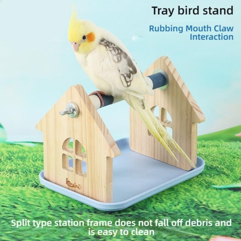Solid Wood Parrots Resting Perch Sanded Surfaces Design Trimming Stand For Nail Beak Trimming And Interaction Activity Toy