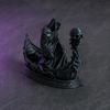 Horror-Thema Schreibtischdekoration 3D-gedruckte gotische Sensenmann-Schädel-Bootsfigur, Kleines Desktop-Ornament Halloween für Partydekoration, Dunkles Sammlerstück Eingang