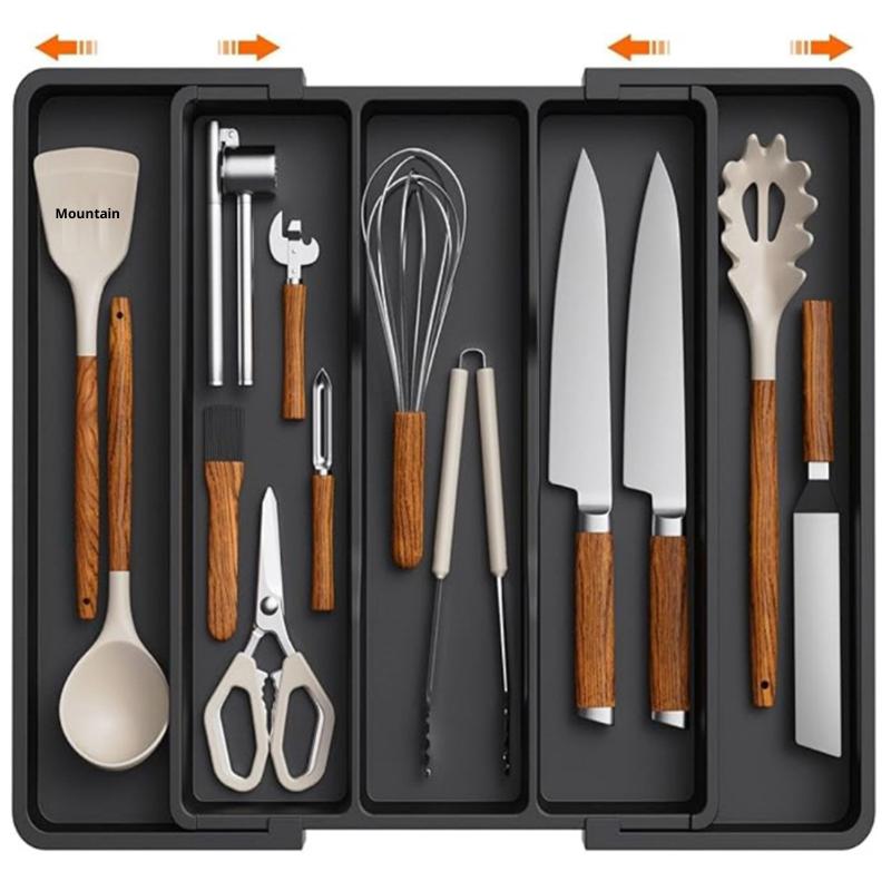 1Pcs Expandable Cooking Utensil Tray Utensil Organizer For Kitchen Drawers Adjustable Cutlery Silverware Flatware Holder Tool