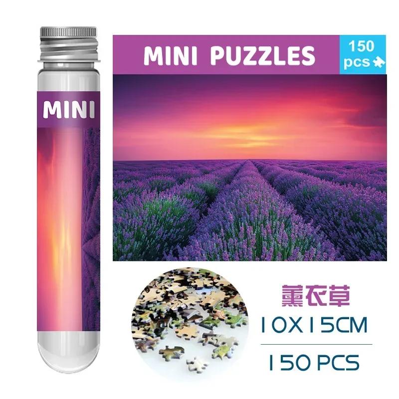 150 Mini próbaüveg rejtvény Feszültségoldó Rajzfilm rejtvény darabok Ajándék Kirakós Egyedi Utazási Papír rejtvények Gyerekeknek Felnőtt
