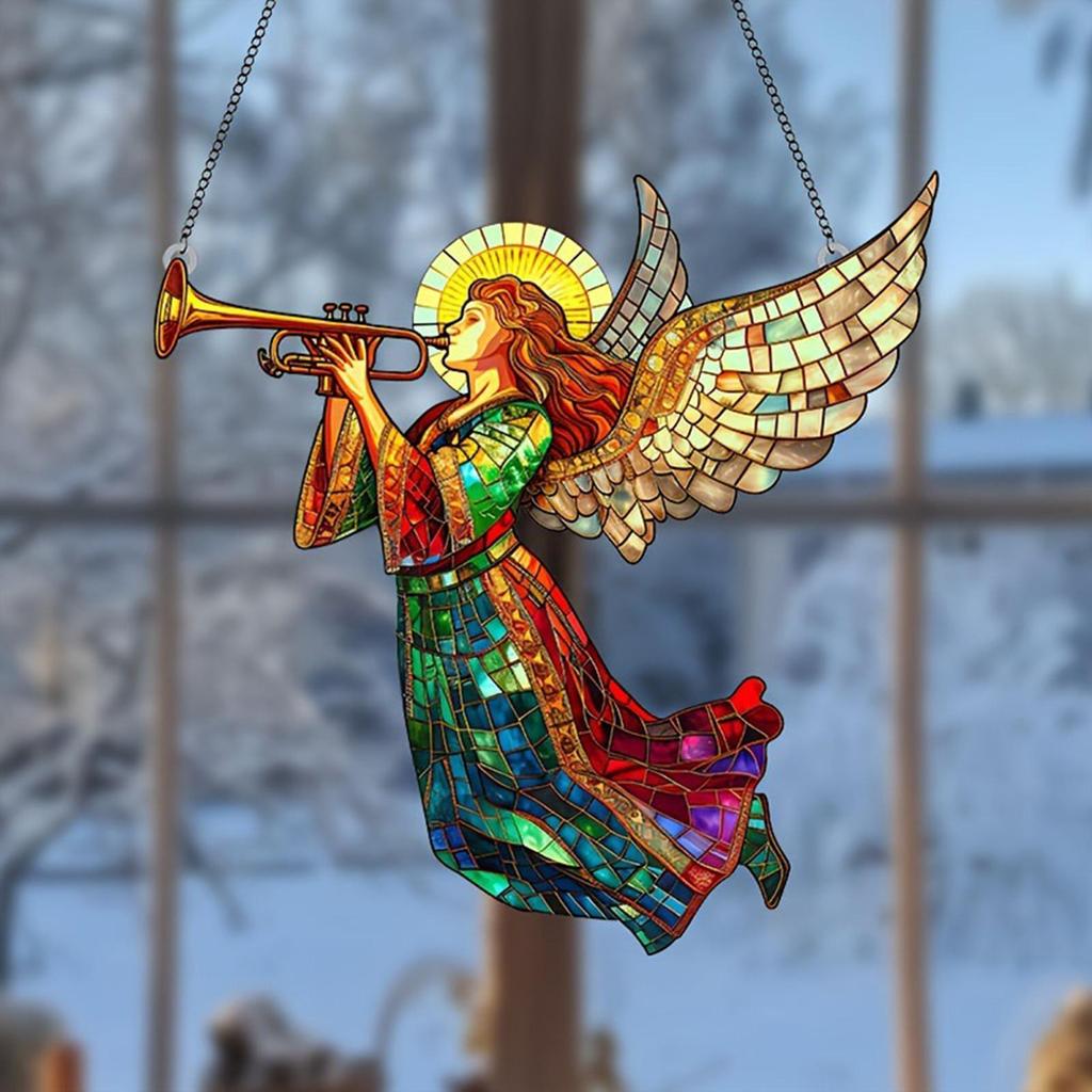 2D Angel Window Hanging Ornament Door Hanger Sign Wall Decor Hanging Pendant for Bedroom Christmas Door Office Living Room