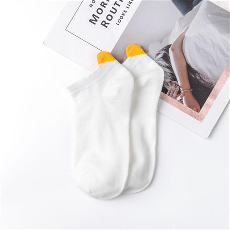 6 Pairs Women Socks Harajuku Female Cotton Ankle Socks White Heart Socks Cute Girls Students Comfortable Casual Short Socks