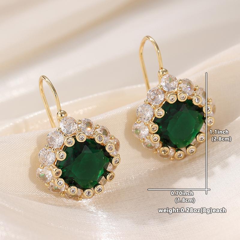 

Gorgeous Gold Color Green CZ Dangle Women s Earrings Square Party Daily Wear