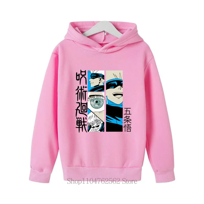 Jujutsu Kaisen Print Children Hoodies Boys Fall Winter Long Sleeve Tops Pullover Casual Harajuku Fashion Kids Fleece Sweatshirts