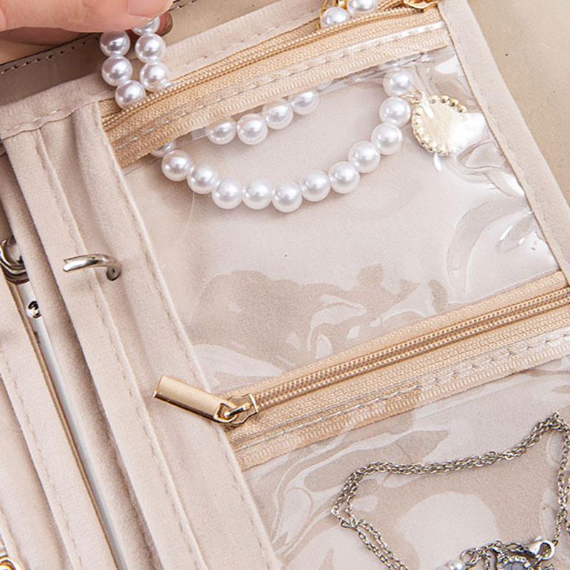 Hochwertiges Transparentes Schmuckaufbewahrungsbuch Samt mit Reißverschluss Halskette Ordner Aufbewahrungsbuch Luxus PU Leder Klarsichthüllen