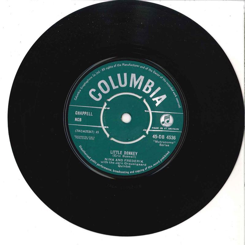 

7inch Record NINA & FREDERIK, THE JERN GRAUENGAA - Je Ne Crois Plus An Pere Noel / Lit 45DB4536 COLUMBIA 1960 UK Folk Used